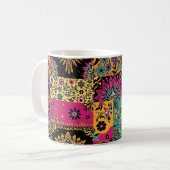 Boheemse patchwork mandala en paisley patroon koffiemok (Voorkant links)