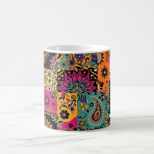 Boheemse patchwork mandala en paisley patroon koffiemok (Center)