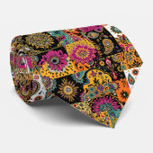 Boheemse Patchwork Mandala en Paisley Pattern Stropdas (Opgerold)