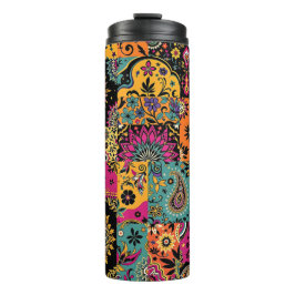 Boheemse Patchwork Mandala en Paisley Pattern Thermosbeker
