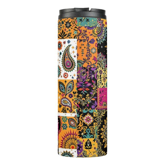 Boheemse Patchwork Mandala en Paisley Pattern Thermosbeker (Achterkant)
