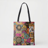 Boheemse Patchwork Mandala en Paisley Pattern Tote Bag (Voorkant)