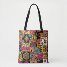 Boheemse Patchwork Mandala en Paisley Pattern Tote Bag