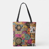 Boheemse Patchwork Mandala en Paisley Pattern Tote Bag (Achterkant)