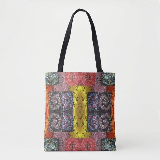 Boheemse Patchwork Psychedelic Tote Bag (Voorkant)