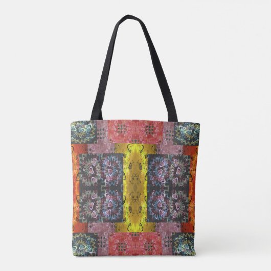 Boheemse Patchwork Psychedelic Tote Bag (Achterkant)