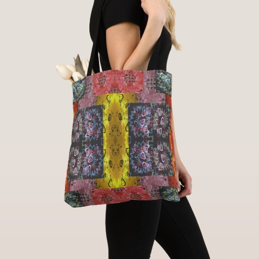 Boheemse Patchwork Psychedelic Tote Bag (Dichtbij)