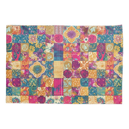 Boheemse Patchwork Tegel Design Kussensloop (Achterkant-Links)