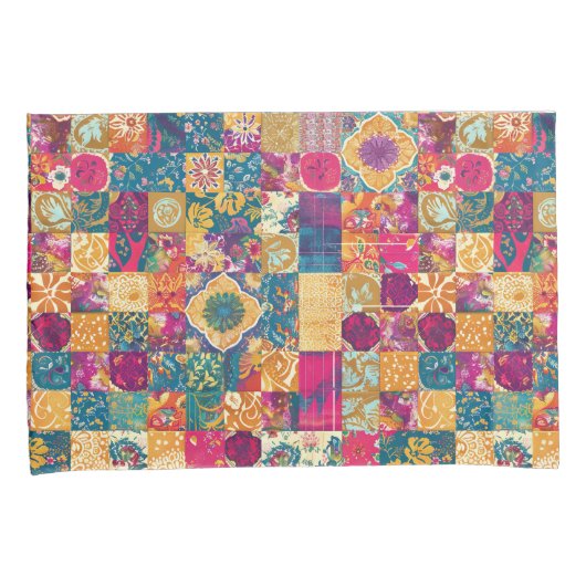 Boheemse Patchwork Tegel Design Kussensloop (Voorkant-Rechts)