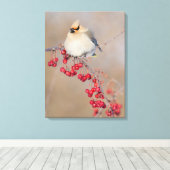 Boheemse pestvogel in de winter, Canada Canvas Afdruk (Insitu (Houten vloer))