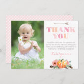 Boheemse pompoenrozen herfst verjaardagsfeest foto bedankkaart (Voorkant / Achterkant)