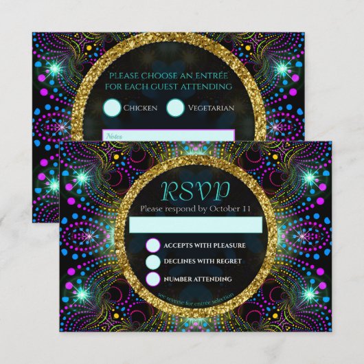 Boheemse prinses Bat Mitswa RSVP-kaart Kaart (Voorkant / Achterkant)