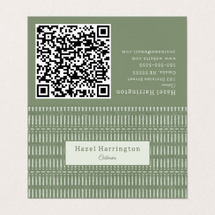 Boheemse QR-code gevouwen Visitekaartje Sage Green
