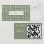 Boheemse QR Code Visitekaartje Sage Green Tribal (Voorkant / Achterkant)