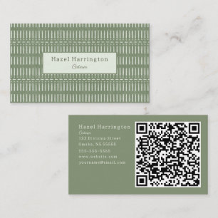 Boheemse QR Code Visitekaartje Sage Green Tribal
