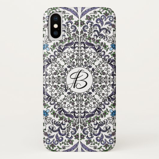Boheemse rapsodie ingewikkeld floraal monogram Case-Mate iPhone case (Achterkant)