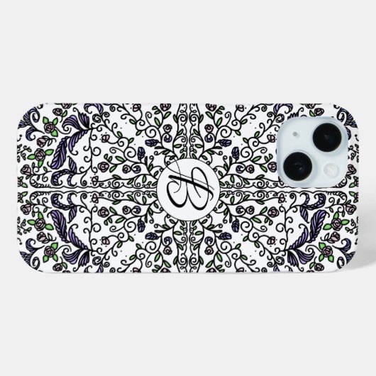 Boheemse rapsodie ingewikkeld floraal monogram Case-Mate iPhone case (Achterkant (horizontaal))