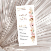 Boheemse receptie feest Boho Floral bruiloft Programmakaart