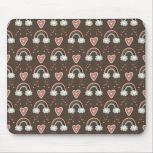 Boheemse regenbogen en harten - Earthy Brown 2 Muismat