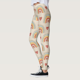 Boheemse regenbogen en harten - Earthy Brown Leggings