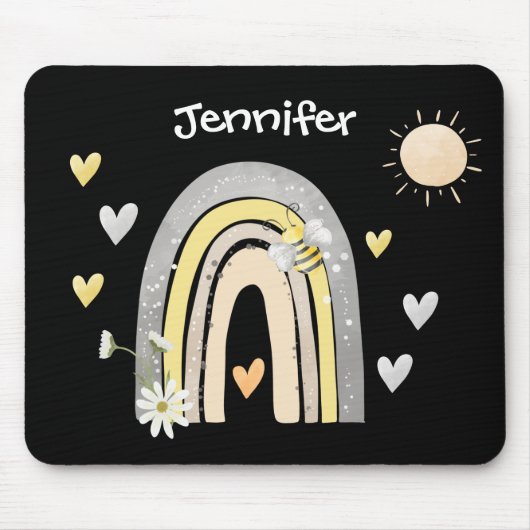 Boheemse Regenboog & Bumblebee Monogram Muismat (Voorkant)