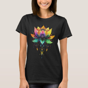 Boheemse Regenboog Lotus Bloem Yoga Mandala Chakra T-shirt