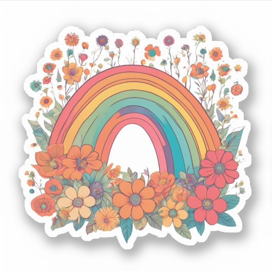 Boheemse regenboogmonogram sticker (Voorkant)