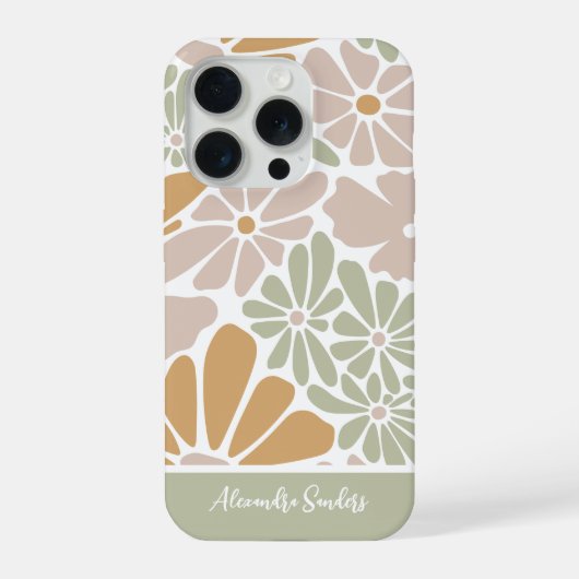 Boheemse Retro Groovy Bloemen iPhone Hoesje (Achterkant)