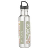 Boheemse Retro Groovy Bloemen Waterfles (Achterkant)