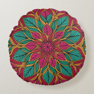 Boheemse rode en groene mandala kussen