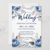 Boheemse romantische blauwe en grijze pioenrozen b kaart (Voorkant)