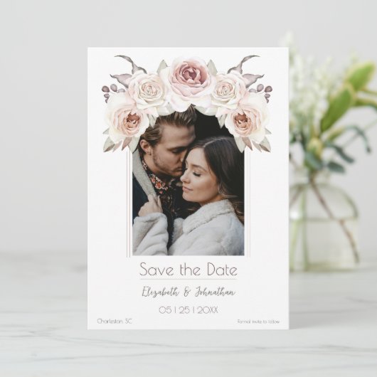 Boheemse Roos Arch Foto Save The Date (Staand voorkant)