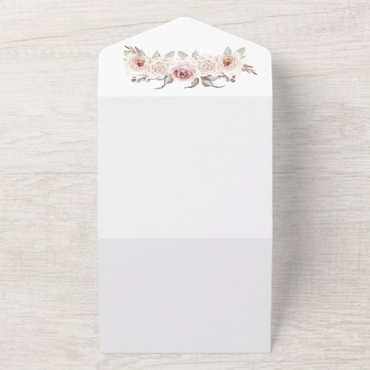 Boheemse Roos boog bruiloft All In One Uitnodiging (Buitenkant)