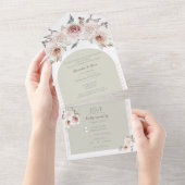 Boheemse Roos boog bruiloft All In One Uitnodiging (Afscheurbaar)