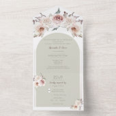 Boheemse Roos boog bruiloft All In One Uitnodiging (Binnen)