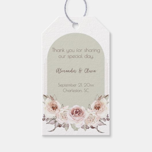 Boheemse Roos boog bruiloft Cadeaulabel (Voorkant)