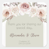 Boheemse Roos boog bruiloft gunst Vierkante Sticker (Voorkant)