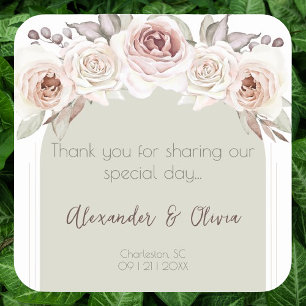 Boheemse Roos boog bruiloft gunst Vierkante Sticker