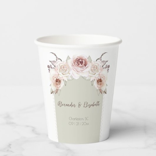 Boheemse Roos boog bruiloft Papieren Bekers (Achterkant)