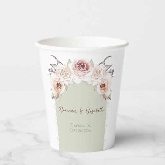 Boheemse Roos boog bruiloft Papieren Bekers (Voorkant)