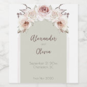 Boheemse Roos boog bruiloft Wijn Etiket (Enkel label)