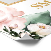 Boheemse roze bloem gouden bruiloftsfoto prop poster (Hoek)