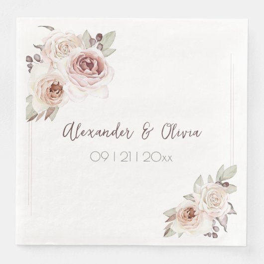 Boheemse Roze Bruiloft Servet (Voorkant)