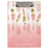 Boheemse roze en gouden veren ombre klembord (Voorkant)