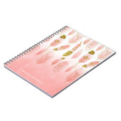 Boheemse roze en gouden veren Ombre Notitieboek (Linkerzijde)