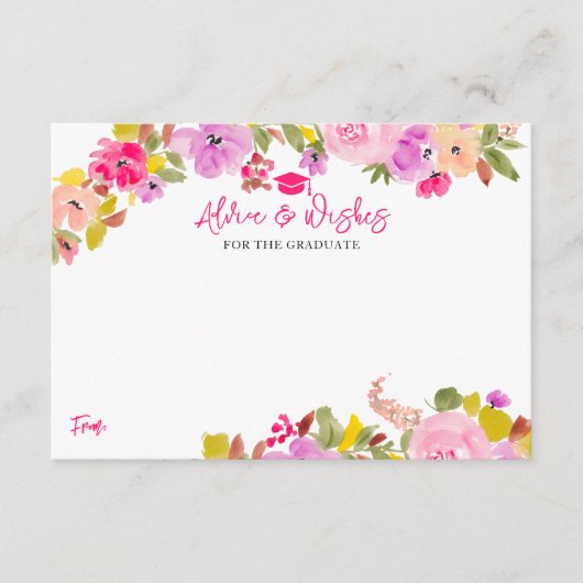 Boheemse roze rozen afstuderen advies wensen informatiekaartje (Voorkant)