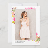 Boheemse roze rozen wilde bloemen lente afstuderen aankondiging (Achterkant)