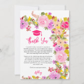 Boheemse roze rozen wilde bloemen lente afstuderen bedankkaart (Voorkant)