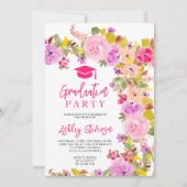 Boheemse roze rozen wilde bloemen lente afstuderen kaart (Voorkant)