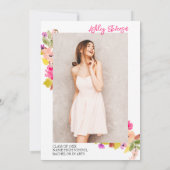 Boheemse roze rozen wilde bloemen lente afstuderen kaart (Achterkant)